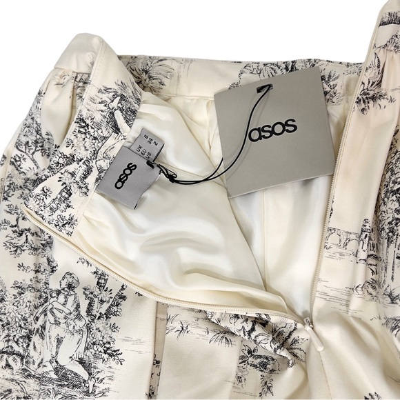 ASOS Short Bubble Skirt Ivory & Black Toile 100% Cotton - Picture 4 of 9